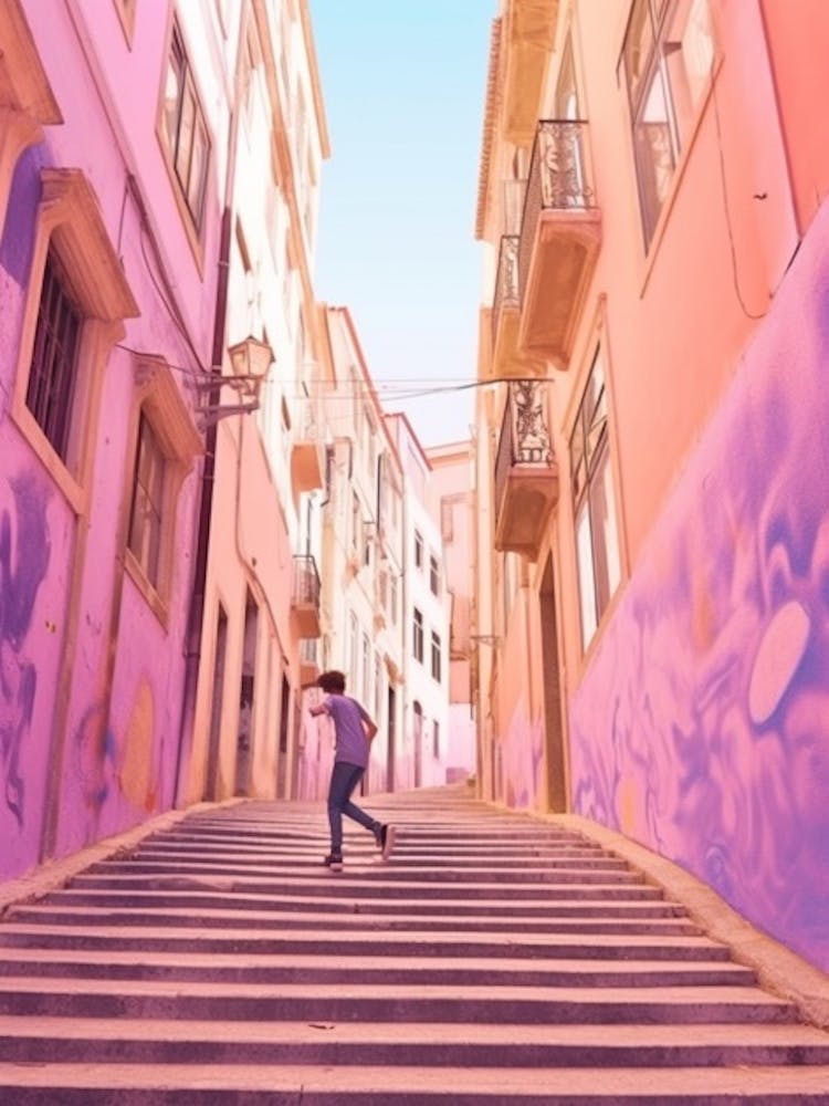 Skateboarding In Lisbon, Portugal Futuristic 1