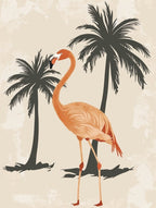 American Flamingo And Palm Trees Minimalist Illustration 3