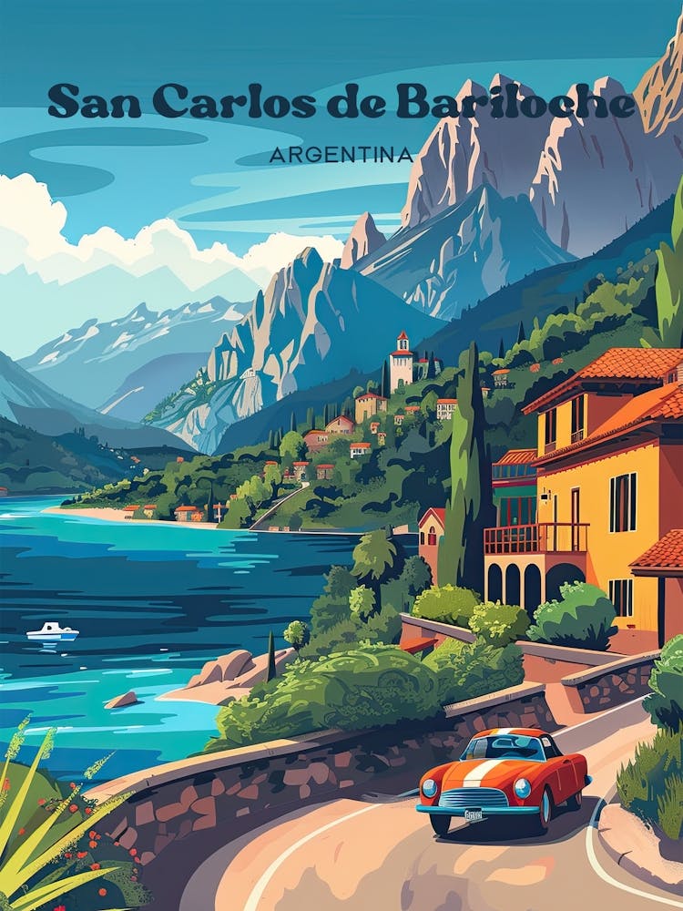 San Carlos De Bariloche Argentina Summer Travel Art