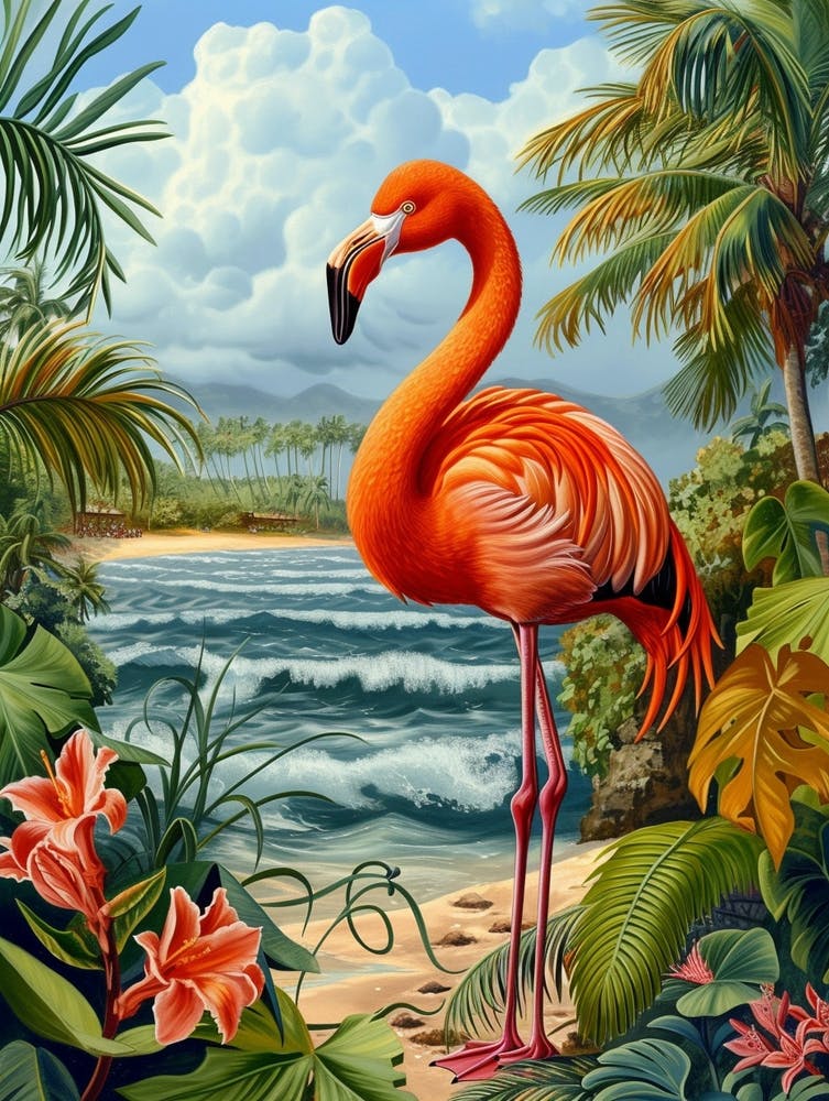 Greater Flamingo Caribbean Islands Tropical Illustration 6