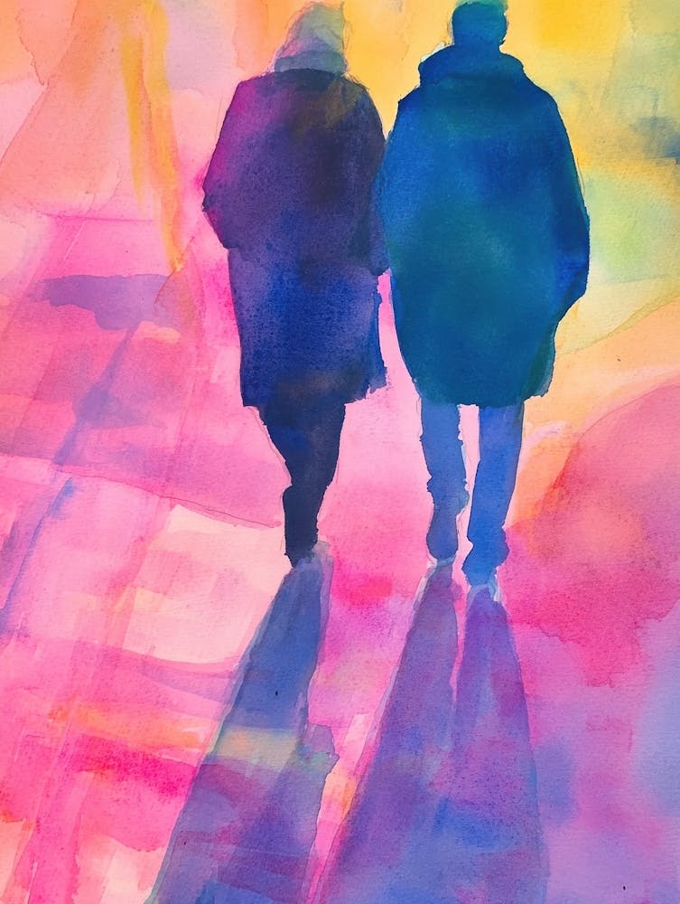 Two People Walking