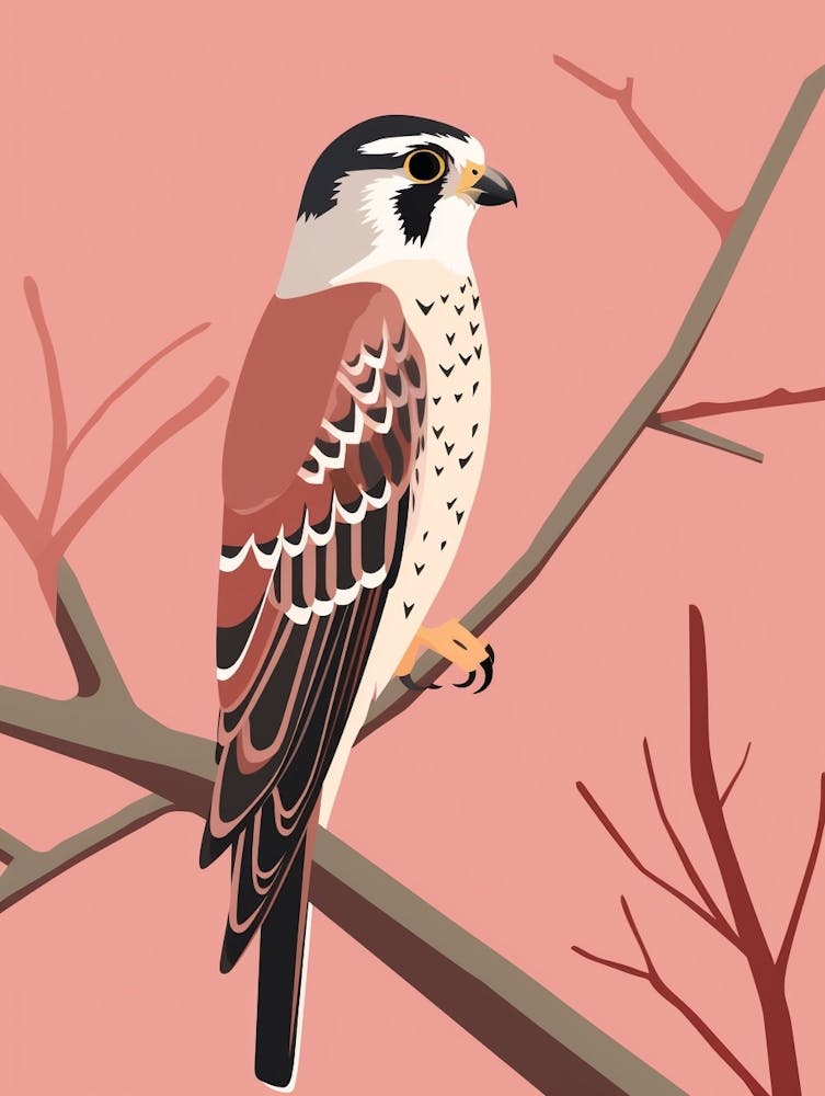 Minimalist American Kestrel 3 Illustration