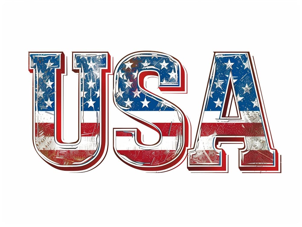 The Text Usa In Large Lettering Style Font On A White Background