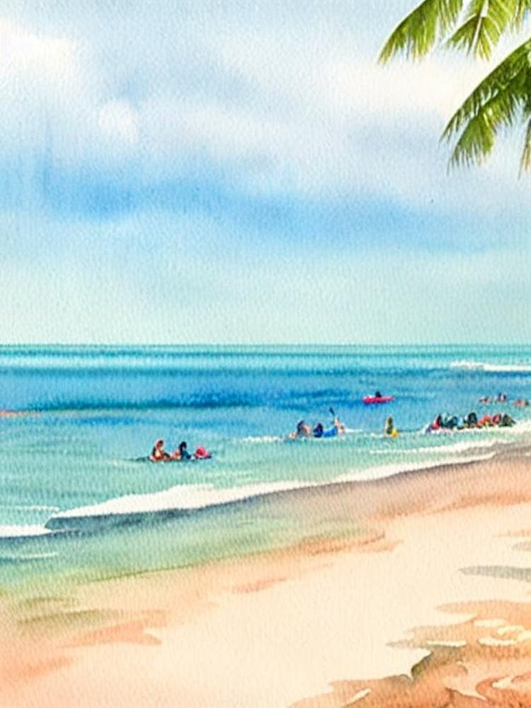 Waikiki Beach 2, Honolulu, Hawaii Watercolour