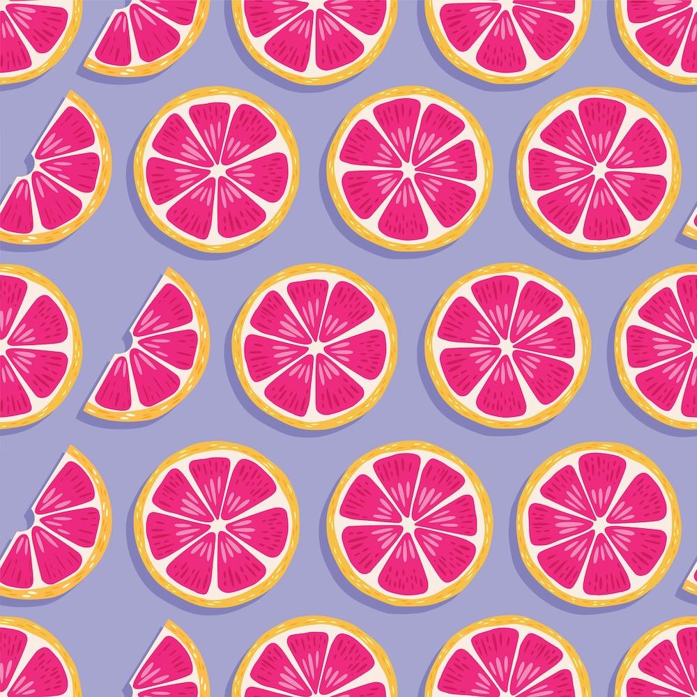 Grapefruit Slices Pattern On Pastel Purple Square