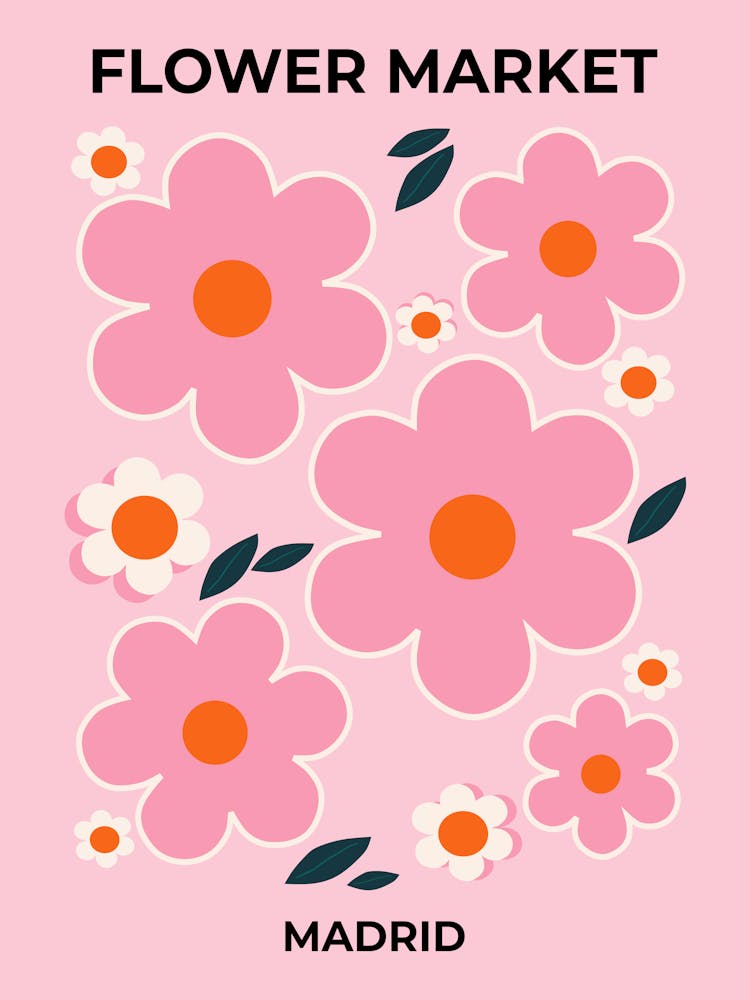 Flower Market Madrid Pink And Orange