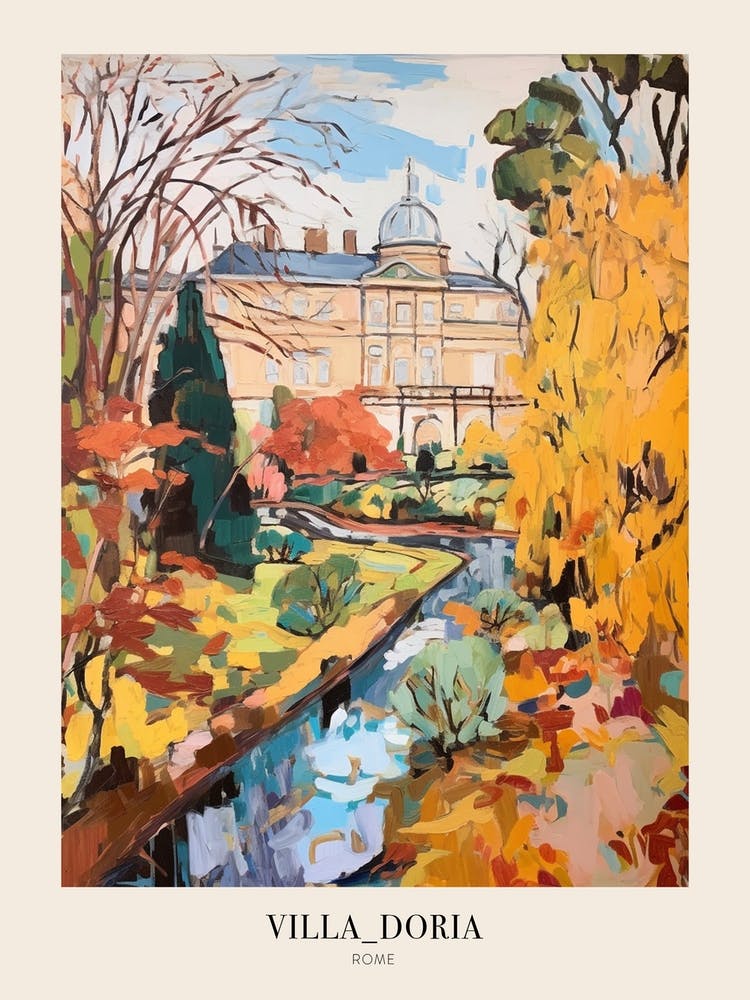 Autumn City Park Painting Villa Doria Pamphili Rome Italy 3 Poster
