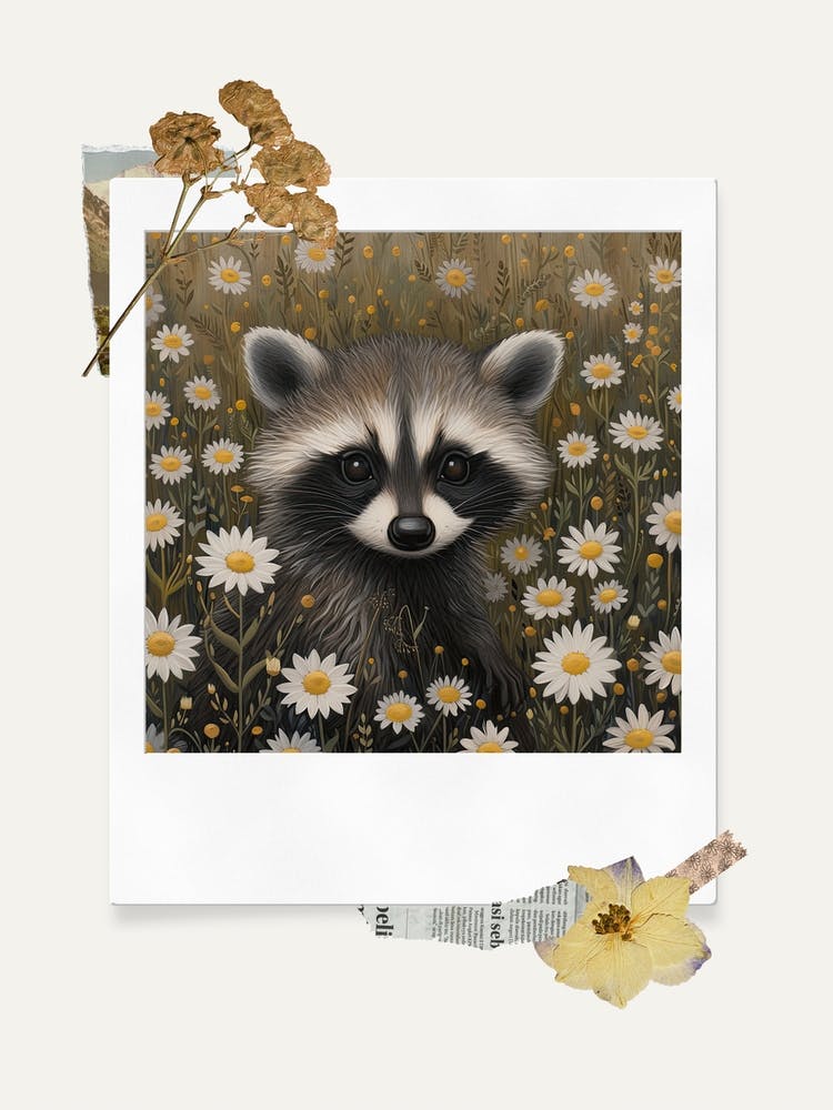 Scrapbook Baby Raccoon Fairycore Painting 1