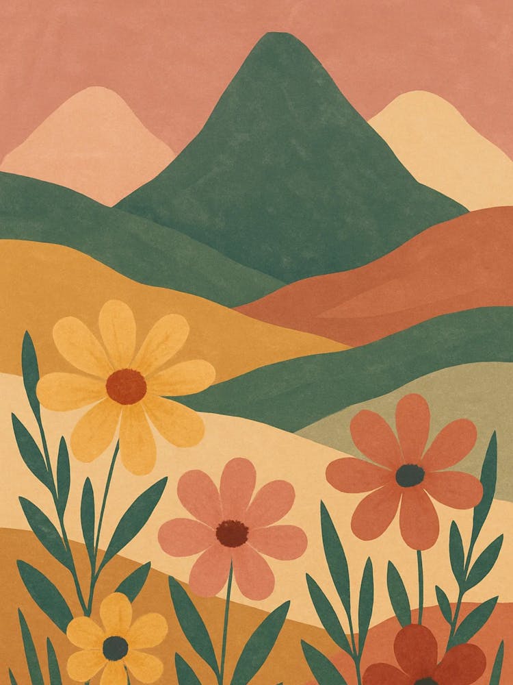 Flowers In The Mountains Canvas Print