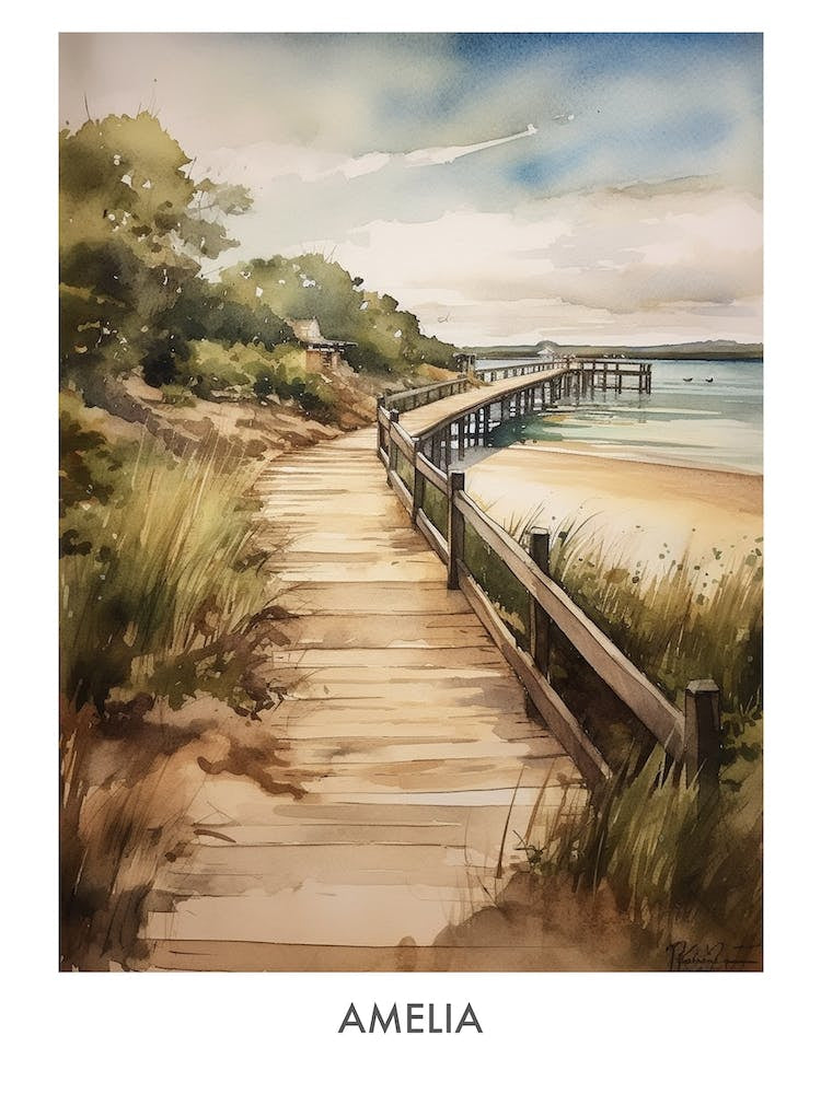 Amelia Watercolor 3 Travel Poster