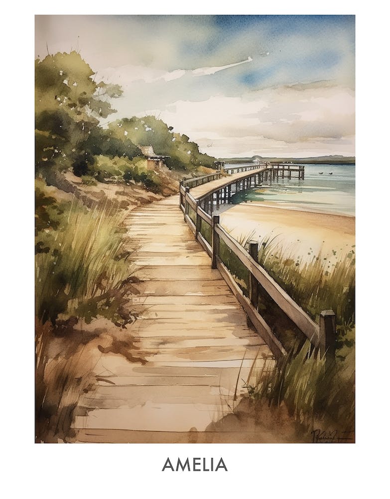 Amelia Watercolor 3 Travel Poster