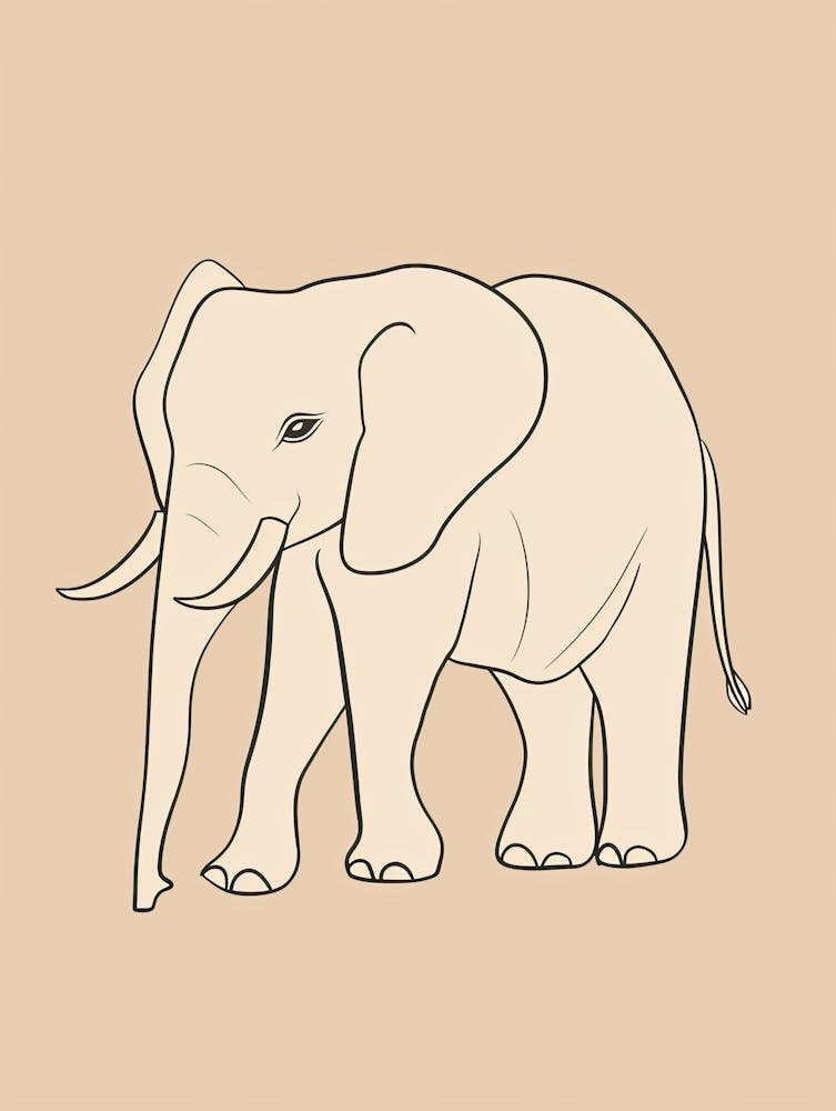 Elephant Drawing - Boho, Line Art 4