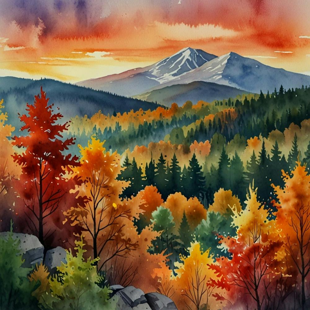 Watercolor Mountain Landscape 1