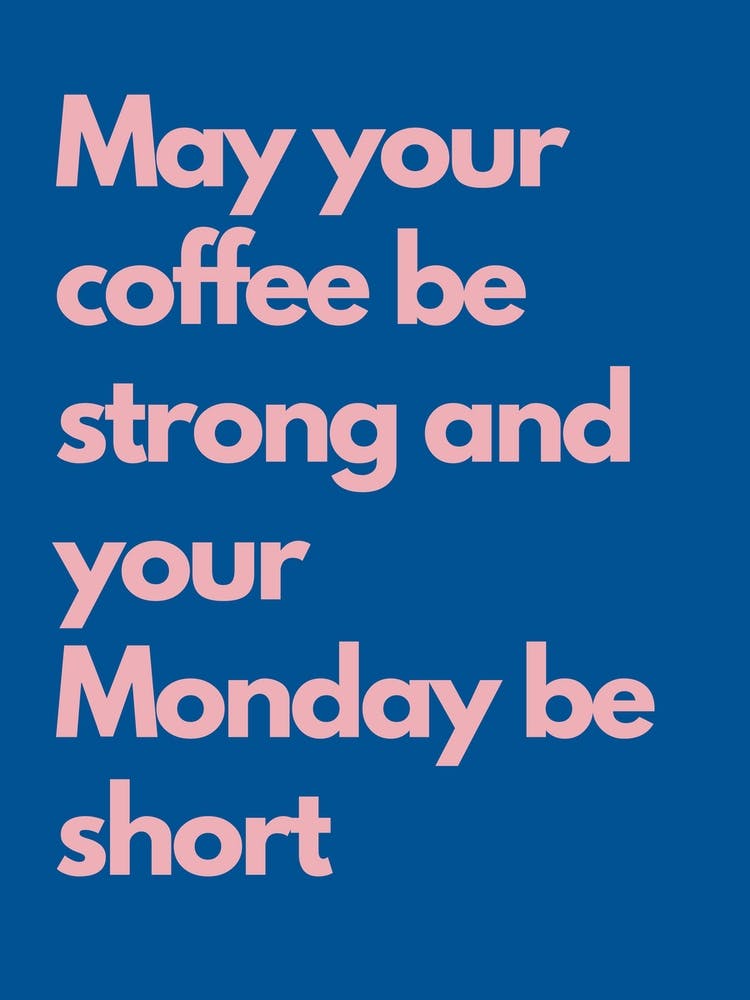 Monday Be Short Navy And Pink Kitchen Typography