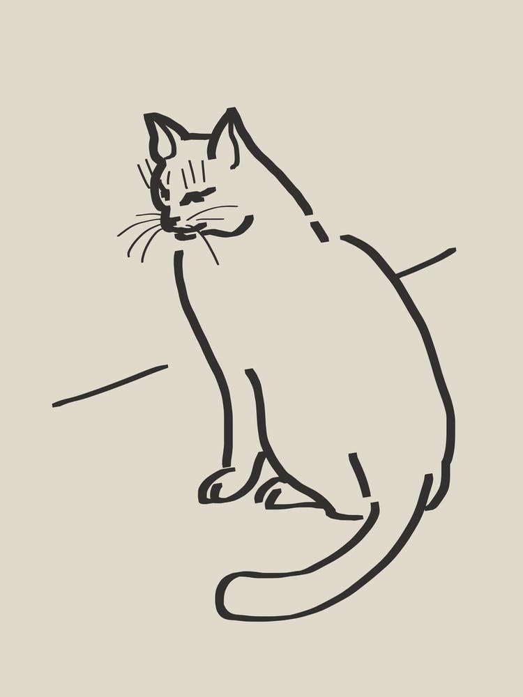 Line Art Cat Drawing 3