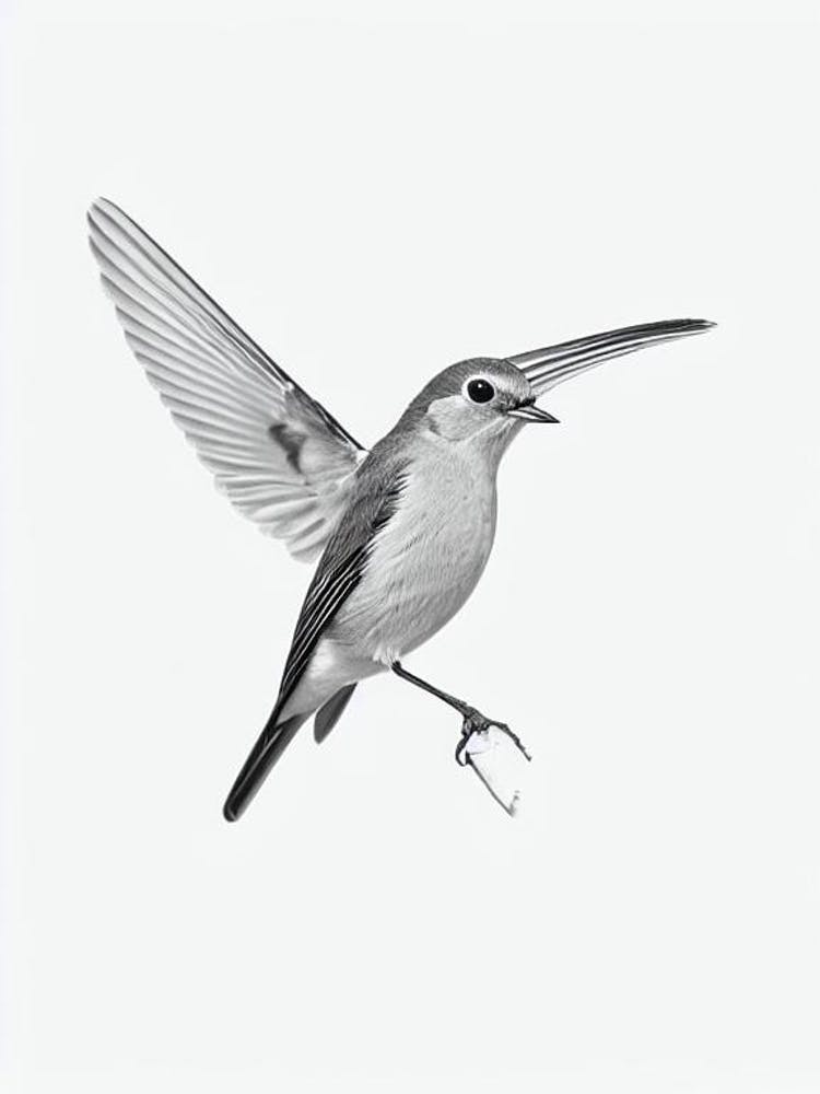 European Robin B&W Pencil Drawing 1 Bird