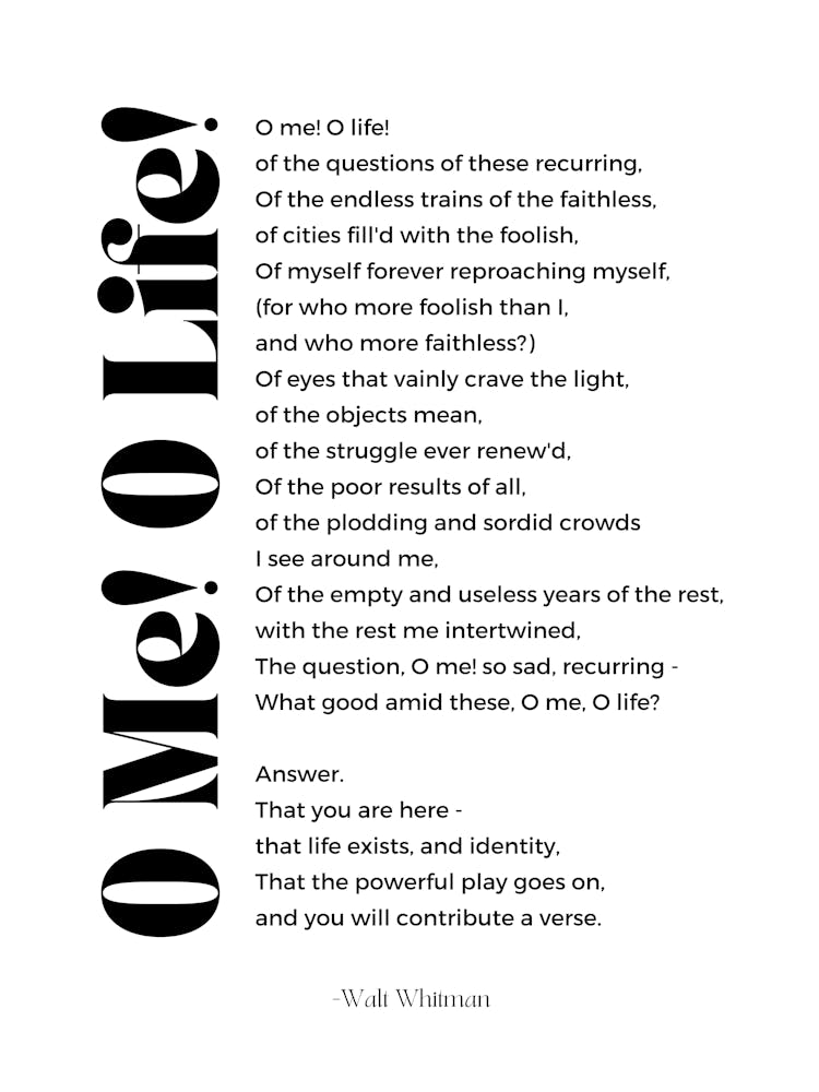 O Me! O Life! Poem By Walt Whitman