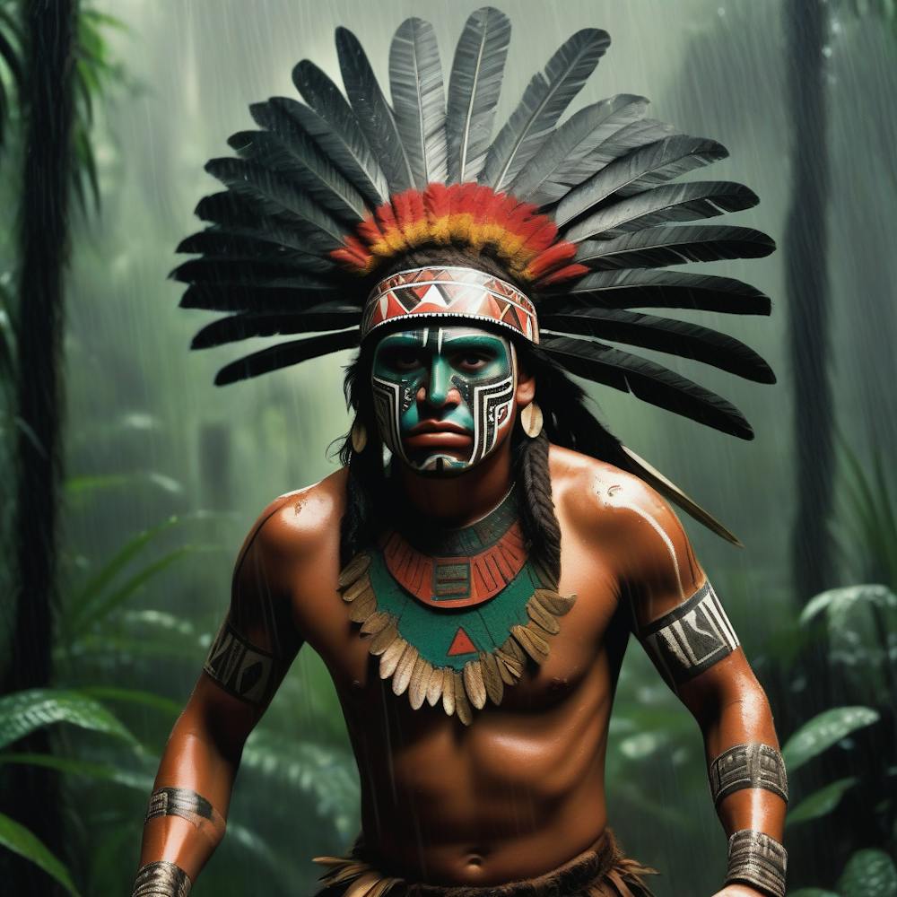Aztec Warrior In The Jungle