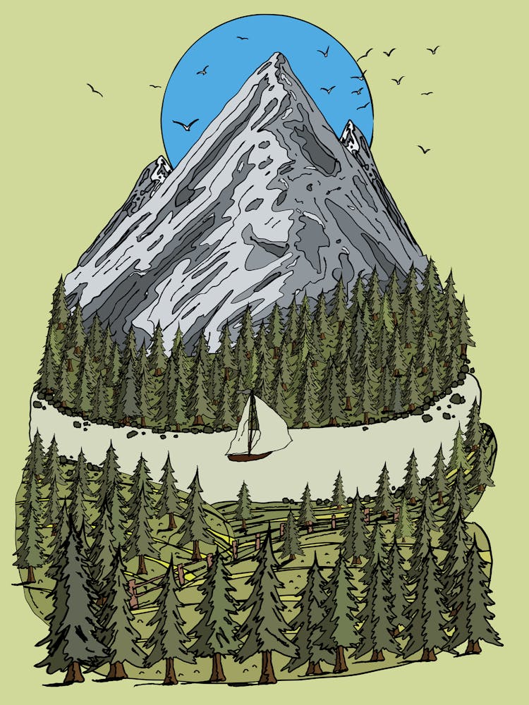 Sailboat In The Mountains