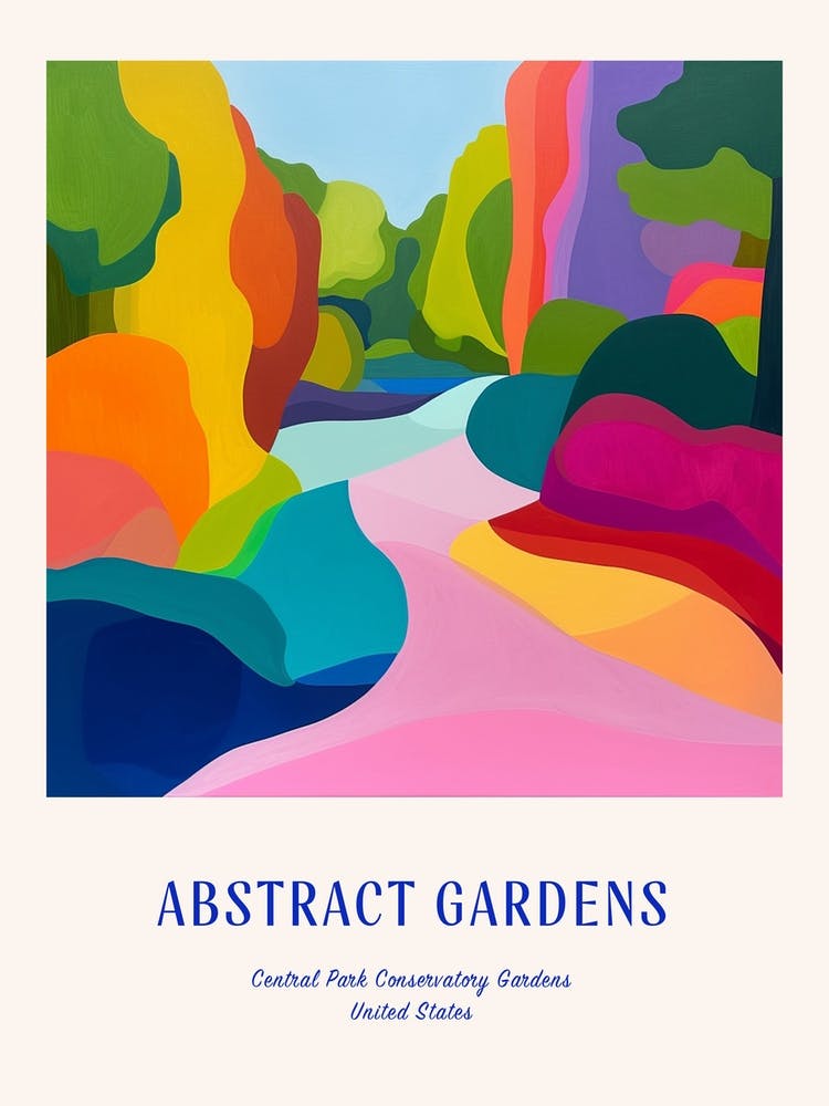 Colourful Gardens Central Park Conservatory Gardens Usa 1 Blue Poster