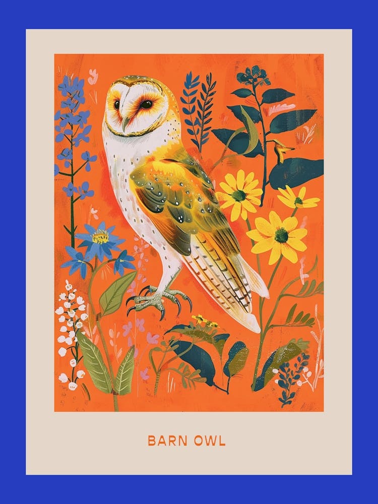 Spring Birds Poster Barn Owl 1