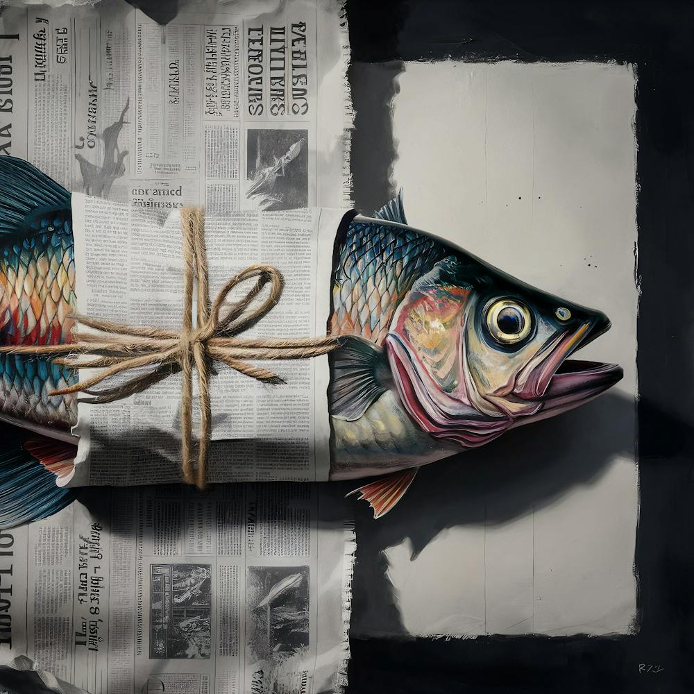 Fish Wrapped In Newspaper