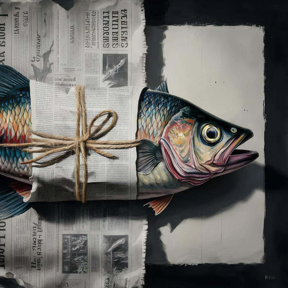 Fish Wrapped In Newspaper