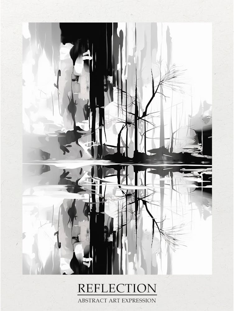 Reflection Abstract Black And White 12 Poster