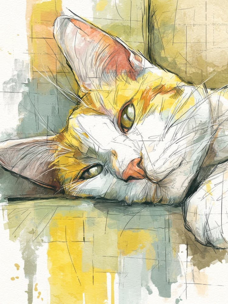 Watercolor Cat On The Couch 15
