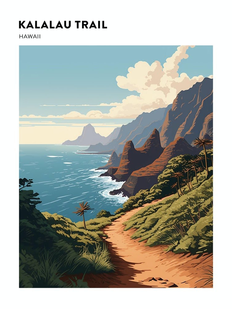 Kalalau Trail Hawaii 1 Hiking Trail Landscape Poster