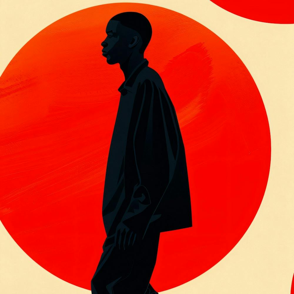 Man Walking In Front Of A Red Circle
