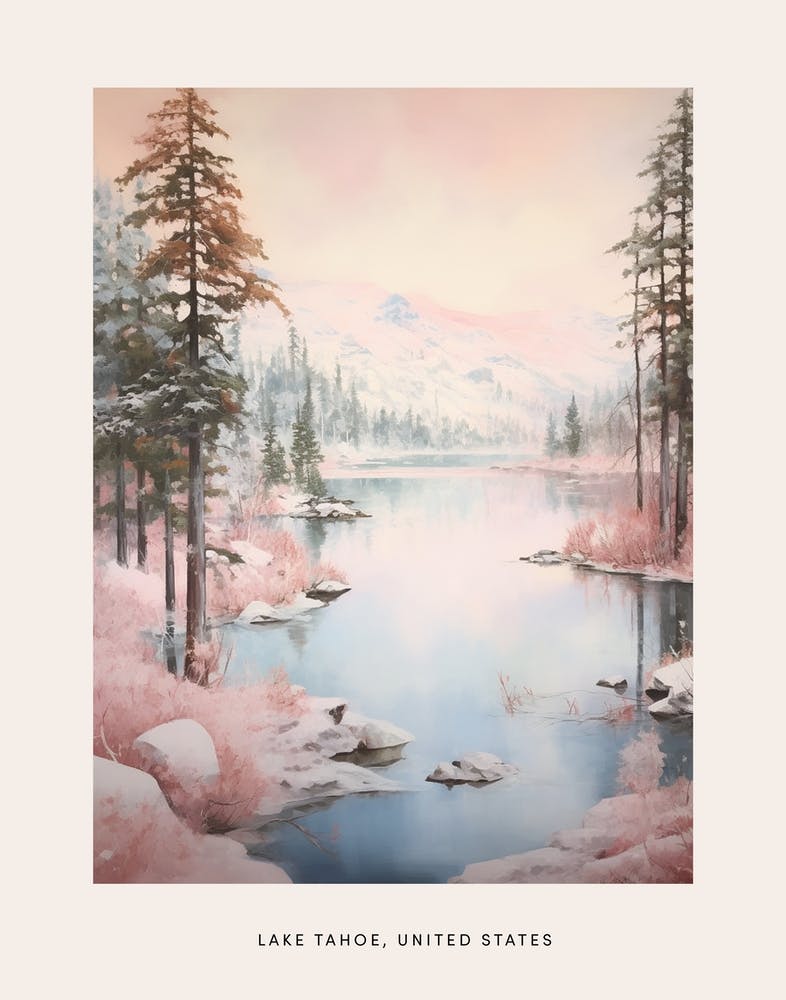 Verträumtes Wintergemälde Poster Lake Tahoe USA 2