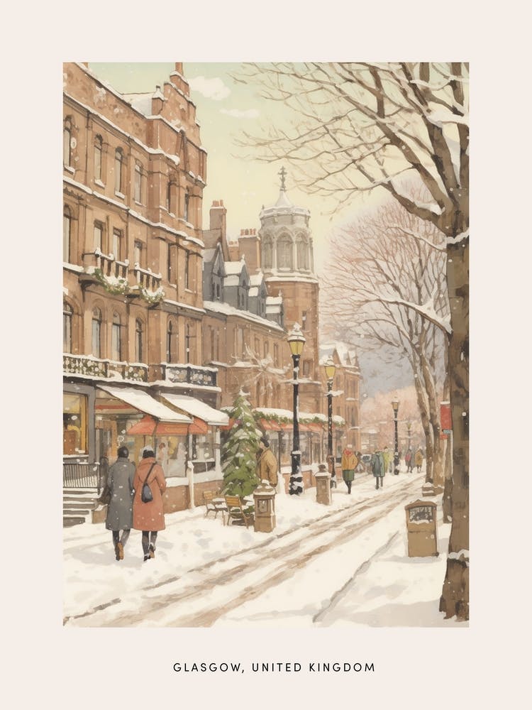 Vintage Winter Poster Glasgow United Kingdom 3