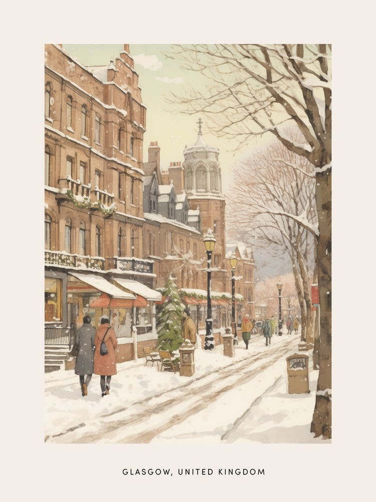 Vintage Winter Poster Glasgow United Kingdom 3