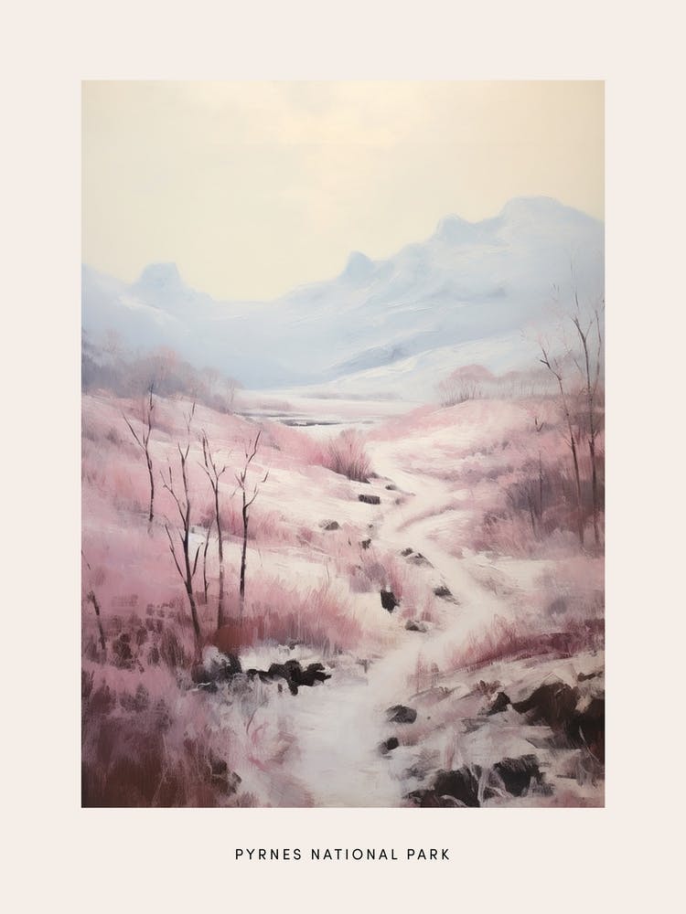 Dreamy Winter National Park Poster  Pyrnes National Park France 3