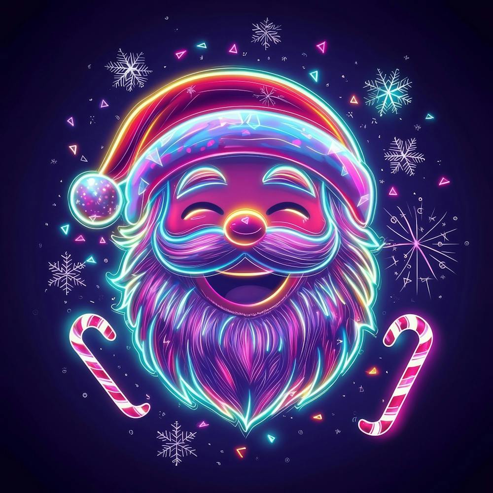 Neon Santa Claus.Generated AI. Wall