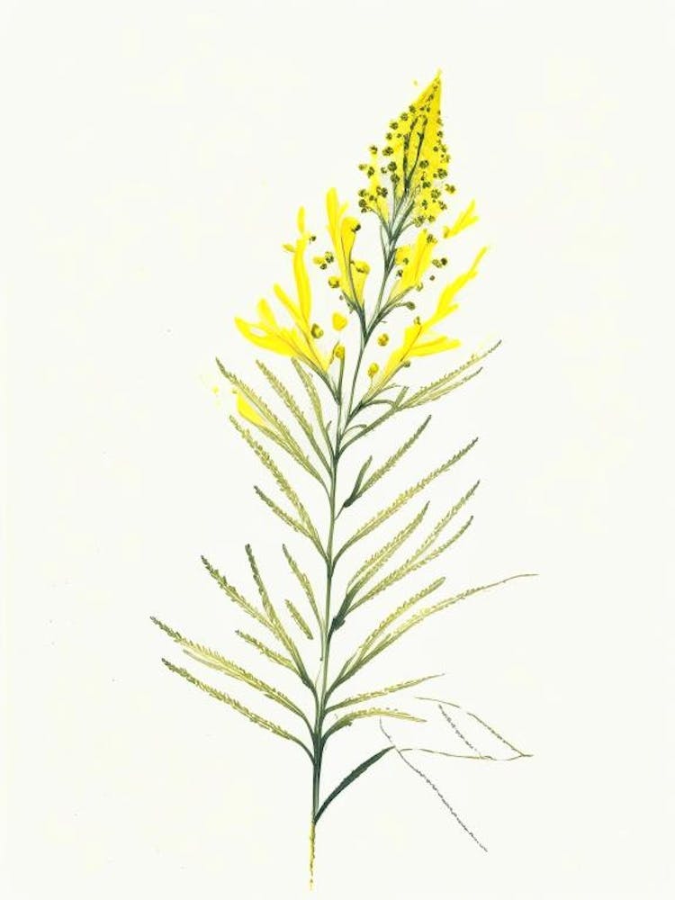 Goldenrod Herb Minimalist Watercolour