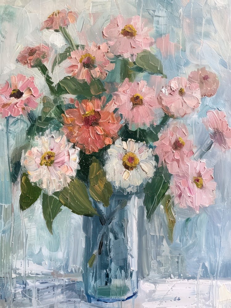 A World Of Flowers Zinnia 3 Painting