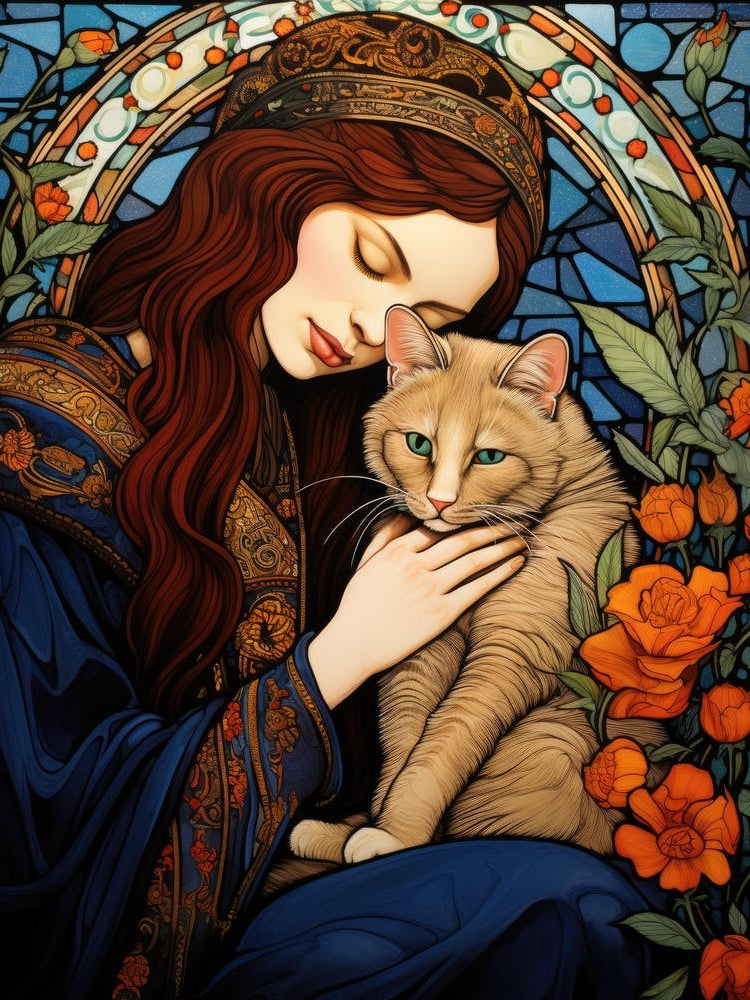 Woman and a cat