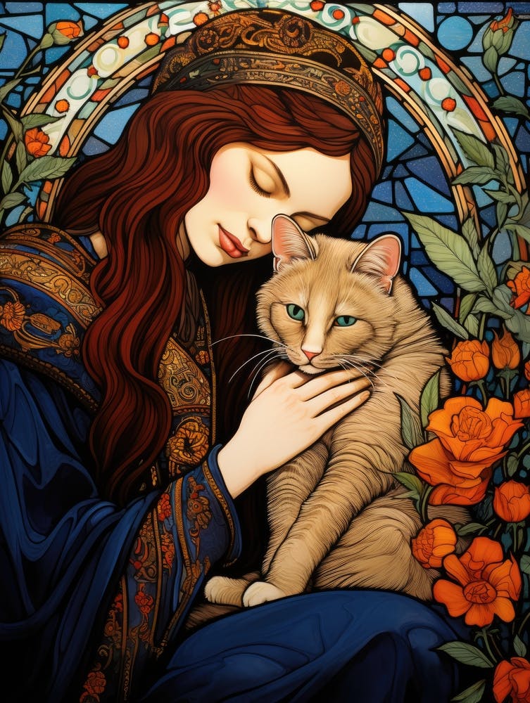 Woman and a cat