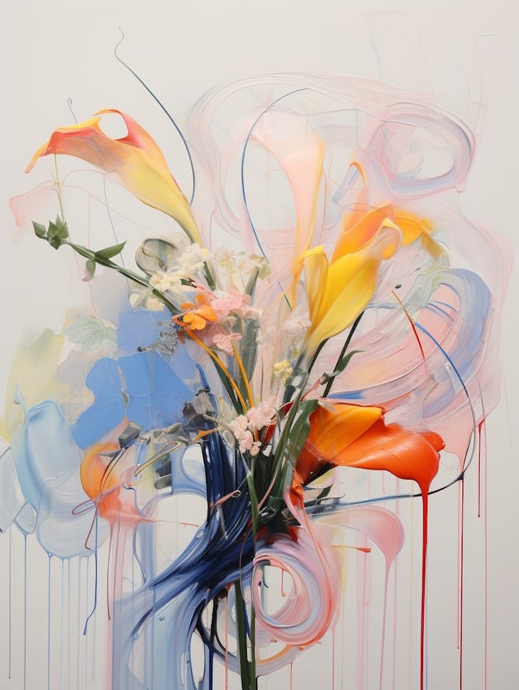 Abstract Flower Painting Bird Of Paradise