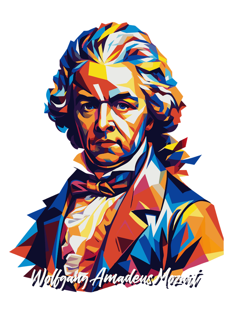 Wolfgang Amadeus Mozart 02 Portrait WPAP Pop Art