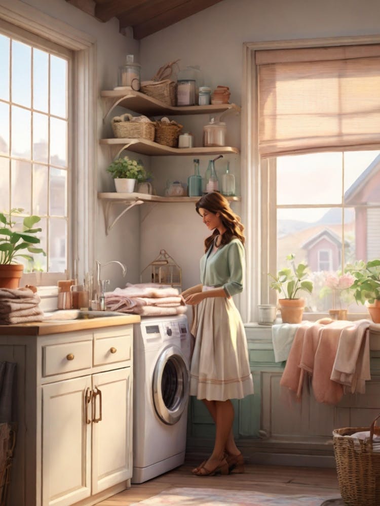 Girl In A Laundry Room 1