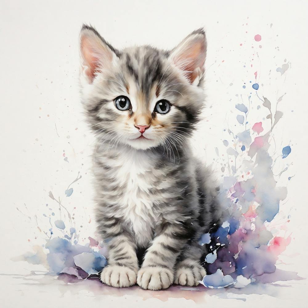 Chaton à l'Aquarelle