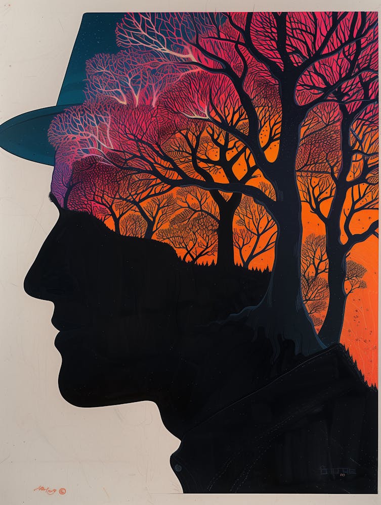 Silhouette Of A Man With Trees