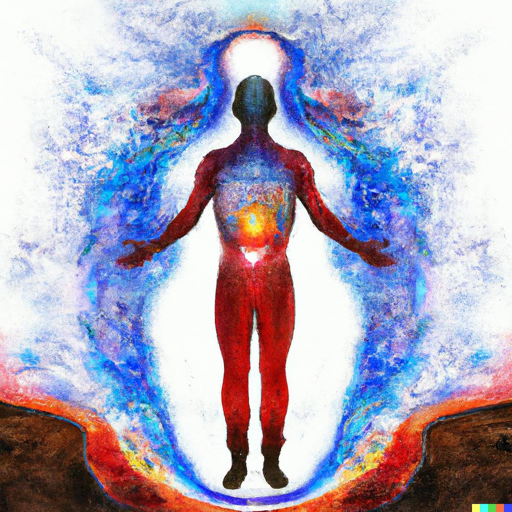 5 Elements Fire, Water, Air, Earth, Space Elements Inside A Human Painting