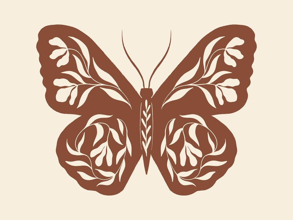Folk Art Butterfly 02 - Red Brown