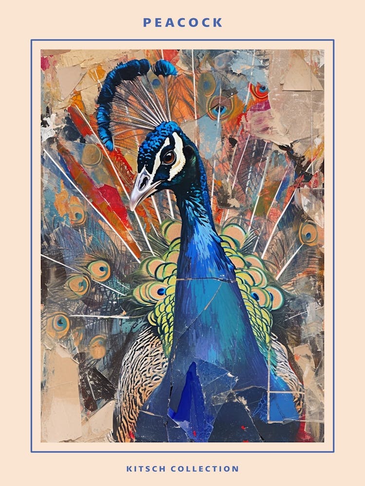 Kitsch Peacock Collage 3 Poster