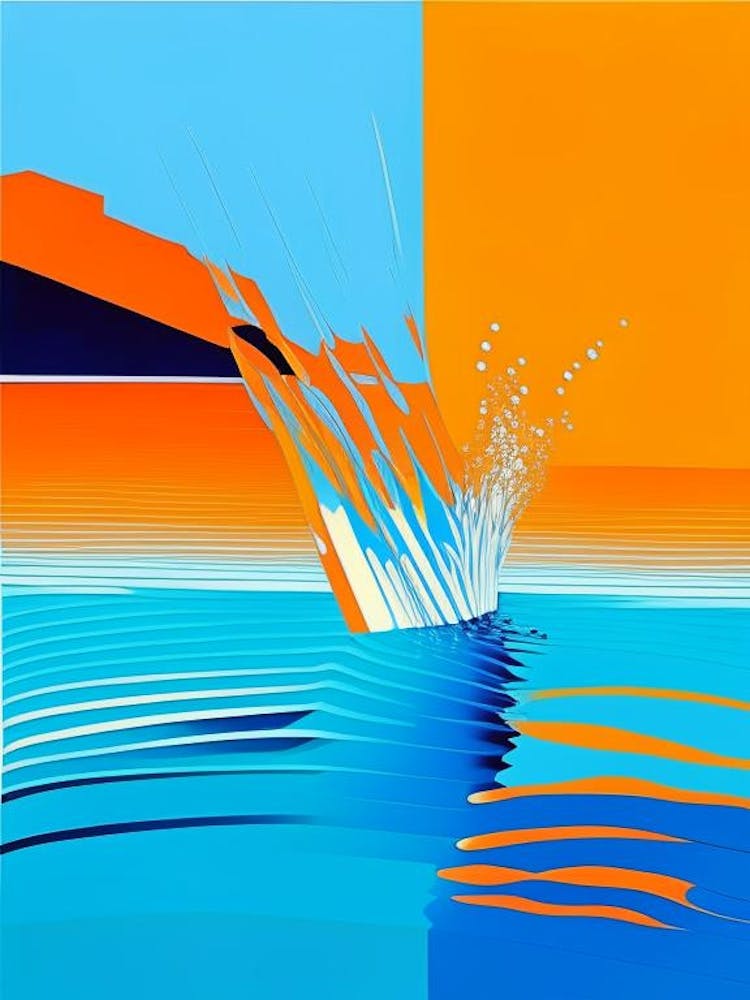 Splash In Lake Water Waterscape Modern 1