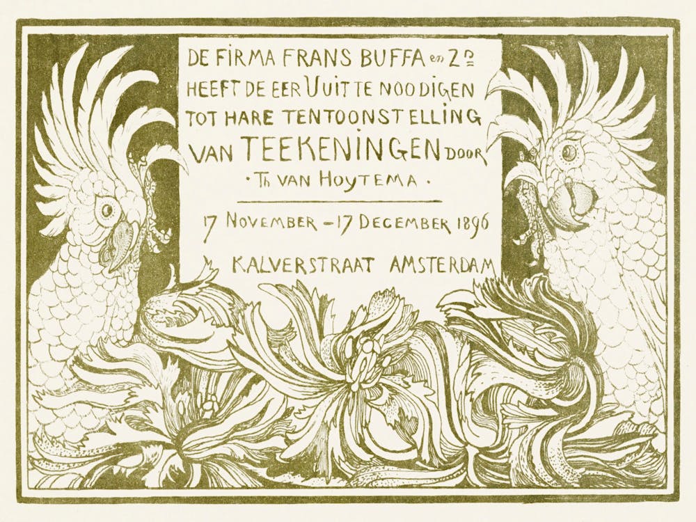 Invitation With Two Cockatoos (1896), Theo Van Hoytema